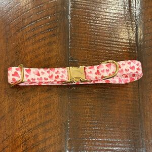 The Foggy Dog Pink Heart Dog Collar with Gold Buckle